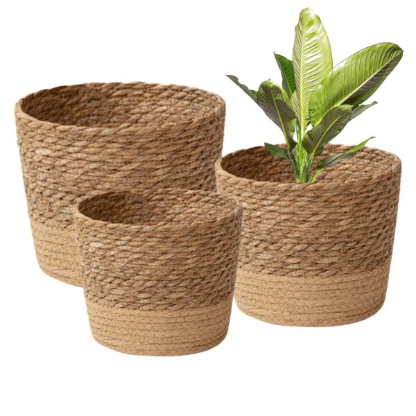 Seagrass Plant Basket – Woven Boho Planter Cover - Image 3