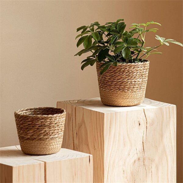 Seagrass Plant Basket – Woven Boho Planter Cover - Image 5