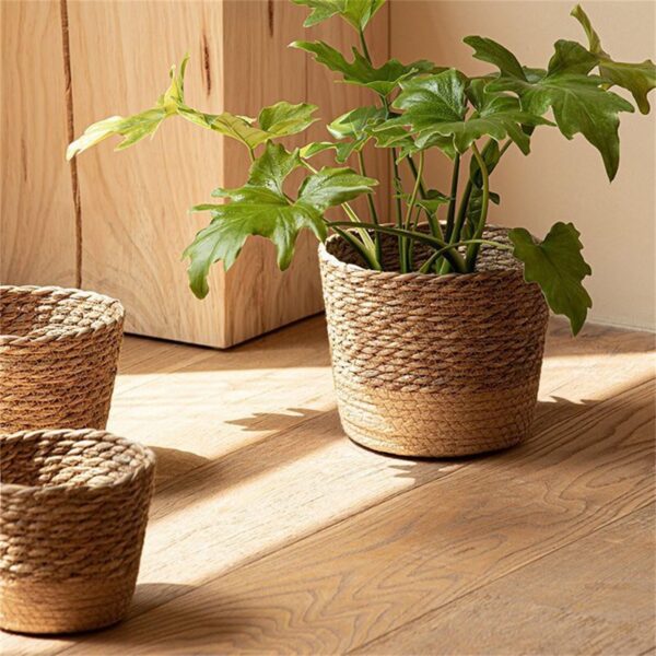 Seagrass Plant Basket – Woven Boho Planter Cover - Image 6